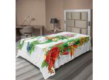 Abakuhaus Lenzuolo Con Fiori Acquerellati, Bouquet Natalizio Tropicale, Fiori Di Ibisco Tropicale, Foglie E Farfalle, Lenzuolo Morbido E Confortevole Per Un Letto Decorativo, 1 Pezzo, 260 Cm X 168 Cm, Multicolore
