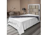 Abakuhaus Lenzuolo Grigio, Immagine Di Una Penna D'oca Classica Antica Datata Con Motivi A Foglia Su Un Lato, Lenzuolo Superiore Morbido E Confortevole Per Un Letto Decorativo 1 Pezzo 190 Cm X 100 Cm, Grigio Nero