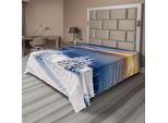 Abakuhaus Lenzuolo Invernale, Fantastica Scomparsa Dell'alba Tra Le Cime Delle Montagne, Cielo Alpino Drammatico, Lenzuolo Morbido E Confortevole Per Un Letto Decorativo 1 Pezzo 244 Cm X 205 Cm, Bianco Blu Albicocca