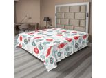 Abakuhaus Lenzuolo Natalizio, Motivo Natalizio Con Struttura Vintage, Motivo Natalizio Allegro, Motivo Natalizio Artistico Con Agrifoglio, Lenzuolo Morbido E Confortevole Per Un Letto Decorativo, 1 Pezzo, 260 Cm X 228 Cm, Blu E Rosso