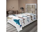 Abakuhaus Lenzuolo Squalo, Collezione Tipi Di Squali Bronzo Balena Pescecane Balena Squalo Design Marittimo, Lenzuolo Morbido E Confortevole Per Un Letto Decorativo 1 Pezzo 260 Cm X 168 Cm, Multicolore