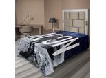 Abakuhaus Lenzuolo Spaziale, Astronauta In Miniatura In Primo Piano Sulla Stampa Giant Moon Big Bang Mars, Lenzuolo Morbido E Confortevole Per Un Letto Decorativo 1 Pezzo 190 Cm X 100 Cm, Grigio Blu