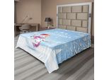 Abakuhaus Lenzuolo Natalizio, Simpatico Pupazzo Di Neve In Una Giornata Invernale Con Cappello Natalizio Decorazioni Natalizie, Morbido E Confortevole Lenzuolo Superiore Per Un Letto Decorativo 1 Pezzo 260 Cm X 228 Cm, Bianco Blu