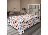 Abakuhaus Lenzuolo Peacock, Falco-Pavone-Coda-Aquila-Colibrì-Piume In Stile Vintage Con Motivi Animali, Lenzuolo Morbido E Confortevole Per Un Letto Decorativo 1 Pezzo 260 Cm X 168 Cm, Arancione E Blu