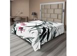 Abakuhaus Lenzuolo Giapponese, Fiori Di Ciliegio Naturali, Motivo Tribale Minimalista Giapponese, Lenzuolo Morbido E Confortevole Per Un Letto Decorativo 1 Pezzo 266 Cm X 260 Cm, Verde Scuro E Viola