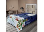 Abakuhaus Lenzuolo Natalizio, Stagione Invernale Pupazzo Di Neve Albero Di Natale Babbo Natale Regali Neve Stelle, Lenzuolo Morbido E Confortevole Per Un Letto Decorativo 1 Pezzo 190 Cm X 100 Cm, Bianco Blu