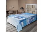 Abakuhaus Lenzuolo Invernale, Casetta Sotto Maestose Montagne In Una Gelida Tempesta Di Neve Invernale, Lenzuolo Morbido E Confortevole Per Un Letto Decorativo, 1 Pezzo 260 Cm X 168 Cm, Blu