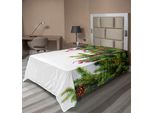 Abakuhaus Lenzuolo Natalizio, Rami Di Abete Sempreverde Con Pigne E Agrifoglio, Design Natalizio, Lenzuolo Morbido E Confortevole Per Un Letto Decorativo, 1 Pezzo, 260 Cm X 168 Cm, Verde Marrone