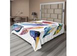 Abakuhaus Lenzuolo Tribale, Simbolo Tribale Asiatico Orientale Con Piume, Stampa Magica Ed Equilibrio Armonioso, Lenzuolo Morbido E Confortevole Per Un Letto Decorativo 1 Pezzo 266 Cm X 260 Cm, Multicolore