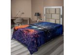 Abakuhaus Lenzuolo Wald, Foto Di Una Tenda Da Campeggio Notturna In Inverno Su Terreni Coperti Di Neve Attraverso Il Lago, Morbido E Confortevole Lenzuolo Superiore Per Un Letto Decorativo 1 Pezzo 190 Cm X 100 Cm, Arancione Blu