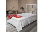Abakuhaus Lenzuolo Natalizio, Decorazioni Natalizie Sulla Neve Con Fiocchi Di Neve, Ghiaccio, Festività, Illustrazione Grafica Umanitaria, Lenzuolo Morbido E Confortevole Per Un Letto Decorativo, 1 Pezzo, 190 Cm X 100 Cm, Bianco E Rosso.