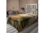 Abakuhaus Lenzuolo Ocean, Vista Sul Mare E Sull'orizzonte Del Mediterraneo Dalla Terrazza In Legno - Balcone - Recinzioni - Vita Vacanziera - Foto, Lenzuolo Morbido E Confortevole Per Un Letto Decorativo 1 Pezzo 260 Cm X 168 Cm, Multicolore