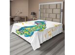 Abakuhaus Lenzuolo Peacock, Acquerello Digitale, Colori Vivaci, Creatura, Pavone Femmina, Grande Motivo Con Ocelli, Lenzuolo Morbido E Confortevole Per Un Letto Decorativo, 1 Pezzo, 266 Cm X 260 Cm, Multicolore