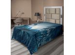 Abakuhaus Lenzuolo Urwald, Notte Nella Giungla Della Foresta Pluviale Con Tigre Selvatica, Luna, Palme, Arbusti E Grafica Nebbiosa, Lenzuolo Superiore Morbido E Confortevole Per Un Letto Decorativo 1 Pezzo 190 Cm X 100 Cm, Verde Acqua