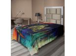 Abakuhaus Lenzuolo Tribale, Design Grunge Futuristico Dell'indigeno Americano Bull Con Effetto Variegato, Lenzuolo Superiore Morbido E Confortevole Per Un Letto Decorativo 1 Pezzo 190 Cm X 100 Cm, Multicolore