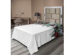 Abakuhaus Lenzuolo Natalizio, Ramo Natalizio Innevato Con Palline Trasparenti, Pigne E Rami Di Vischio, Morbido E Confortevole Lenzuolo Superiore Per Un Letto Decorativo 1 Pezzo 190 Cm X 100 Cm, Verde Rosso