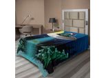 Abakuhaus Lenzuolo Spaziale, Alieni, Extraterrestri Che Proiettano Un Albero Di Natale Con Un Proiettore, Lenzuolo Morbido E Confortevole Per Un Letto Decorativo 1 Pezzo 260 Cm X 168 Cm, Verde Blu