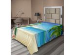 Abakuhaus Lenzuolo Natalizio, Babbo Natale Con Pantaloncini Sulla Spiaggia E Tavola Da Surf Tema Natalizio Solare E Vivace, Lenzuolo Morbido E Confortevole Per Un Letto Decorativo 1 Pezzo 190 Cm X 100 Cm, Blu Verde