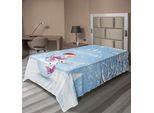 Abakuhaus Lenzuolo Natalizio, Simpatico Pupazzo Di Neve In Una Giornata Invernale Con Cappello Natalizio Decorazioni Natalizie, Morbido E Confortevole Lenzuolo Superiore Per Un Letto Decorativo 1 Pezzo 260 Cm X 168 Cm, Bianco Blu