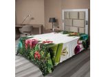Abakuhaus Lenzuolo Natalizio, Auguri Di Buon Anno Con Ghirlanda Di Agrifoglio Design Artistico, Morbido E Confortevole Lenzuolo Superiore Per Un Letto Decorativo 1 Pezzo 260 Cm X 168 Cm, Marrone Castagna Verde