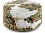 Casa Padrino Poggiapiedi Verde / Multicolore Ø 75 X H. 30 Cm - Sgabello Rotondo In Velluto - Mobili Per Il Soggiorno - Mobili Per Hotel - Mobili - Arredi