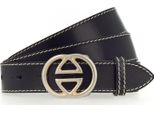 Vanzetti Pelle Cintura Leather Buckel Belt W95 Black Nero