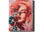Oh Art! - Set Di Pittura Per Numeri - 40X50Cm, Con Cornice In Legno E Pennelli "Donna Con Rosa"" Fai Da Te"