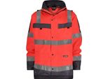 Parka Antipioggia Ad Alta Visibilità, Rosso Neon/Grigio Cemento, Taglia 4XL