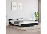 The Living Store Struttura Letto Con Testiera Nera 140X200 Cm In Tessuto