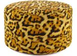 Casa Padrino Poggiapiedi Con Motivo Leopardato Ø 75 X H. 30 Cm - Sgabello Rotondo In Velluto - Mobili Da Soggiorno - Mobili Per Hotel - Mobili - Arredi