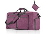 Borsa Da Viaggio Pieghevole A Mano, Borsa Sportiva Unisex, Borsa Da Viaggio Per Il Fitness, Borse Da Viaggio Di Grande Capacità 85L, Colore: Viola Scuro