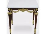 Casa Padrino - Tavolino Barocco Con Piano In Marmo Bianco / Marrone Scuro / Oro - Tavolo Rettangolare In Legno Massiccio In Stile Barocco - Mobili Barocchi - Nobile & Magnifico