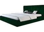 Letto Imbottito Denver Slim 120X200Cm, Letto Matrimoniale Con Contenitore E Rete A Doghe In Metallo, Letto Contenitore, Tessuto Velour, Verde