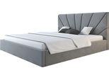 Letto Imbottito Denver Slim 120X200Cm, Letto Matrimoniale Con Contenitore E Rete A Doghe In Metallo, Letto Contenitore, Tessuto Velour, Grigio Chiaro