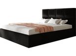 Letto Imbottito Roma Slim Letto Matrimoniale 120X200Cm Con Rete A Doghe In Metallo, Letto Contenitore Con Testiera, Nero Senza Materasso