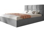 Letto Imbottito Roma Slim Letto Matrimoniale 120X200Cm Con Rete A Doghe In Metallo, Letto Contenitore Con Testiera, Grigio Chiaro Senza Materasso