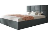 Letto Imbottito Roma Slim Letto Matrimoniale 120X200Cm Con Rete A Doghe In Metallo, Letto Contenitore Con Testiera, Grigio Scuro Senza Materasso
