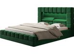 Letto Imbottito Hilton 160 X 200 Cm Con Illuminazione A Led, Letto Matrimoniale Incl. Rete E Doghe, Colore Verde