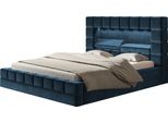 Letto Imbottito Hilton 160 X 200 Cm Con Illuminazione A Led, Letto Matrimoniale Incl. Rete E Doghe, Colore Blu