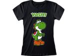 Maglietta Nera Aderente Nintendo Super Mario - Yoshi - Taglia L