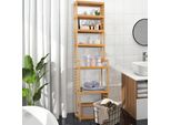 Waoho Mensola Da Bagno In Bambù, 7 Ripiani, Mensola Da Bagno In Bambù, Bagno, Mensole, Adatto Per Cucine, Bagni, Corridoi, Ecc., 165 X 42 X 28 Cm