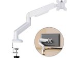 Supporto Per Monitor Per Schermi Da 19-32 Pollici, Morsetto Per Scrivania Con Supporto A Braccio Singolo Vesa 75 E 100 Mm, Regolabile In Altezza Con Inclinazione, Rotazione, Girevole, Capacità Di Carico Aumentata Di 2-9 Kg, Bianco