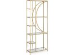 Libreria Elenor 66X25,5X176Cm Struttura In Acciaio Oro Con 6 Ripiani In Vetro