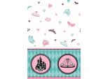 Unique Party - Principessa Delle Fiabe - Tovaglia Per Festa, Plastica SG25259 (Taglia Unica) (Rosa/Petrol/Bianco)