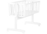 Culla Roba Con Materasso 40 X 90 Cm - Funzione Culla Con Pulsante Di Blocco + Set Di Rotelle Con Freno - Set Culla Per Neonati - Legno Bianco