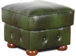 Casa Padrino Sgabello Chesterfield In Pelle Verde/Marrone 50 X 50 X H. 50 Cm - Sgabello In Vera Pelle - Sgabello Cubo In Vera Pelle - Salotto Chesterfield - Mobili In Vera Pelle - Mobili
