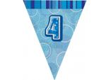Unique Party - Bandiere Glitterate, Foil, 4° Compleanno SG24471 (Taglia Unica) (Blu)
