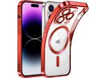 Custodia Per Iphone 13 Pro Max Magnetic Ultra Thin Transparent Case Con Magsafe E Camera Cover Rosso