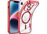 Custodia Per Iphone 15 Plus Magnetic Ultra Thin Transparent Case Con Magsafe E Camera Cover Rosso