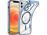 Custodia Per Iphone 12 Magnetic Ultra Thin Transparent Case Con Magsafe E Camera Cover Azzurro